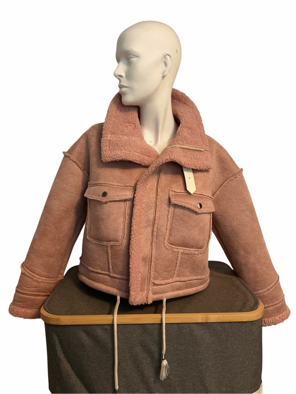 Punk faux sheep skin jacket